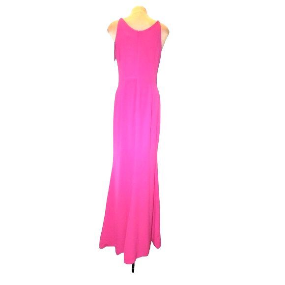 Dress The Population Iris Bright Fuschia Crepe Slit Gown Size M - Picture 5 of 12